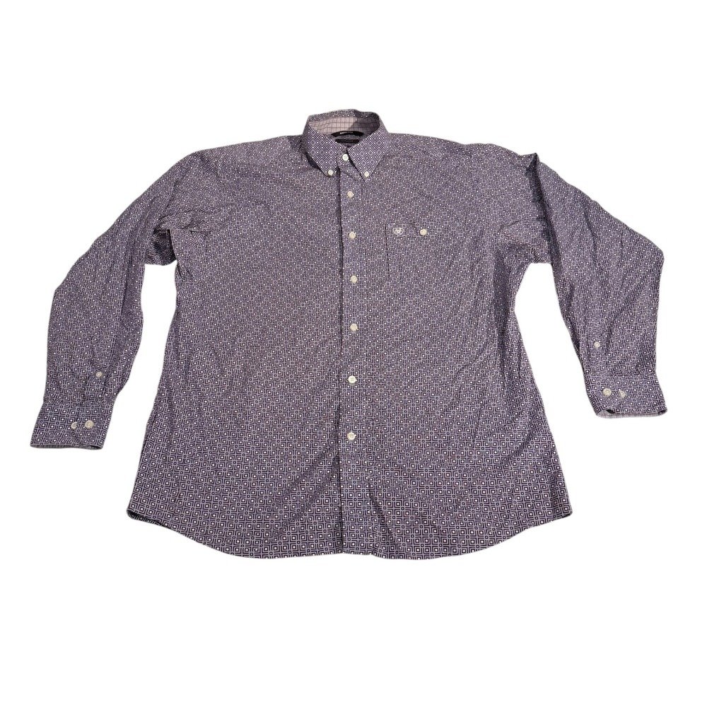 Ariat Relentless Mens Purple Geometric Stretch Performance Cowboy Shirt Large